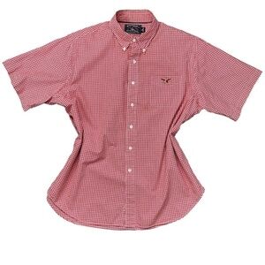 American Living Mens Cotton Checked Button Down Shirt 2XL Red #122L